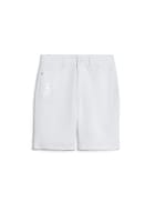 Embroidered Denim Shorts, White