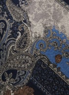 3/4 Sleeve Paisley Motif Dress, Blue Pattern