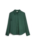Satin Button-Up Blouse, Emerald