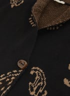 Cardi-veste à un bouton à motif paisley, Motif noir