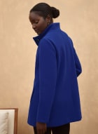 Stretch Faux Wool Coat, Royal Blue