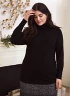 Turtleneck Sweater With Button Details, Black