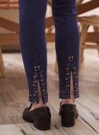 Stud Detail Slim Leg Jeans, Light Blue
