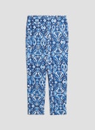 Pantalon jambe étroite à motif cachemire, Motif bleu
