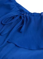 Robe maxi à col bardot et jupe étagée, Bleu de Méditerranée 
