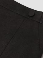 Vegan Leather Detail Pencil Skirt, Charcoal Mix
