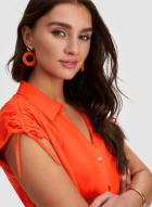 Shirt Collar Top, Tangerine