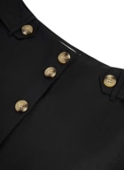 Button Detail Linen Maxi Skirt, Black