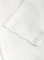 Eyelet Trim Linen-Blend Pants, White