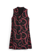 Tie Neck Chain Print Dress, Assorted