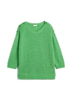 Button Detail 3/4 Sleeve Sweater, Light Green
