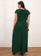 Ruffle Detail Dress, Medium Green