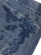 Pull-On Embroidered Jeans, Indigo Blue
