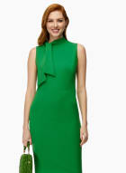 Sleeveless Tie Neck Dress, Palm Green