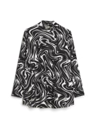 Abstract Wave Print Top, Black Pattern