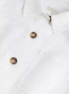 Button Detail Linen Shacket, White