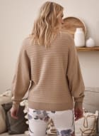 Long Sleeve Stripe Detail Sweater, Biscotti