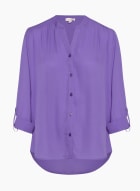 Roll-Up Sleeve Blouse, Grape