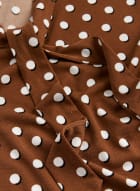 Dot Print Tie Detail Blouse, Mushroom Mix