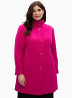 Button Front Tricotine Trench Coat, Deep Pink 