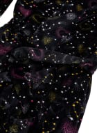 Velour Star Motif Robe, Black