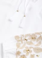 Haut à motif floral doré et sequins, Blanc