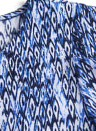 Geometric Print Cap Sleeve Top, Blue Pattern