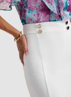 Button Detail Pencil Skirt, Ivory