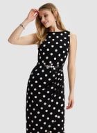 Polka Dot Belted Dress, Black Pattern