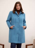 Shirt Collar Wool Blend Coat, Chambray Blue