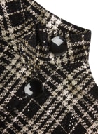Plaid Print Sequin Detail Top, Black Pattern