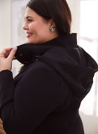 Portrait - Hooded A-Line Coat, Black