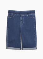 Pull-On Jean Shorts, Indigo Blue
