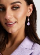 Pearl & Resin Pendant Earrings, Lilac