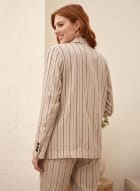 Stripe Print Linen-Blend Jacket, Mushroom Mix