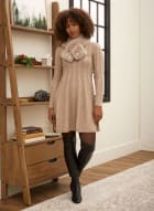Cable Knit Sweater Dress, Oatmeal Mix