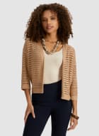 Open Front Knitted Cardigan, Medium Brown