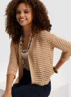 Open Front Knitted Cardigan, Medium Brown