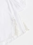 Lace Detail Denim Capris, White