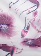 Sheer Floral Motif Chiffon Scarf, Purple