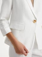 Linen Button Front Blazer, Ivory