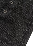 Grommet Detail Plaid Motif Coatigan, Grey Pattern
