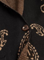 Cardi-veste à un bouton à motif paisley, Motif noir
