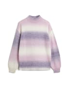 Mock Neck Gradient Sweater, Purple Pattern
