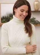 Argyle Turtleneck Sweater Dress, Ivory