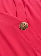 Button Detail V-Neck Dress, Fuschia Rose 