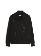 Argyle Motif Sequin Detail Sweater, Black