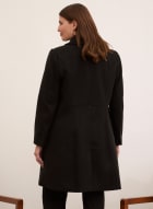 Shirt Collar Wool Blend Coat, Black