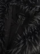 Faux Fur Trim Asymmetrical Coat, Black