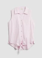 Stripe Print Shirt Collar Blouse, Multicolour